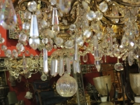 1880/1900′ Lustre Napoléon III 5 Bras 25 Lampes Bronze Doré et Cristal