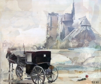 DANA André-Didier Souvenir de Paris Collages sur toile signée