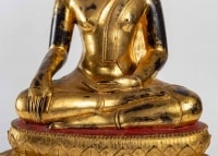 Bouddha - Statue fondue en bronze à cire perdue laqué et doré