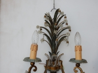 1950/70′ Paire d’Appliques au Feuillage Ananas Style Maison Baguès