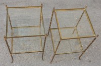 1950/70&#039; Paire de Bouts de Canapés Bronze Décor Bambou , Style Maison Bagués 40 X 40 cm