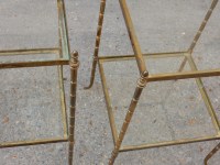 1950/70&#039; Paire de Bouts de Canapés Bronze Décor Bambou , Style Maison Bagués 40 X 40 cm