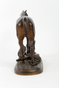 Cheval en bronze signé Lenordez. Retour de la chasse