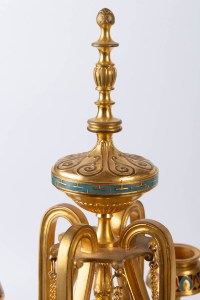 Garniture en bronze cloisonné et émaillé 19e Napoléon III