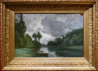 FANART Antonin Peinture Française XIXè siècle Bord de rivière Huile sur carton signée