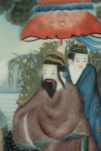 Pair of 19th Century Asian painting under glass