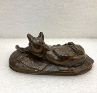 Sculpture - Chatte Et Ses Petits Par Emmanuel Fremiet (1824-1910) , Bronze XIX ème Siècle