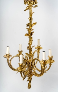 Lustre en bronze doré à 6 lumières, XIXème siècle