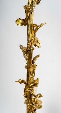 Lustre en bronze doré à 6 lumières, XIXème siècle