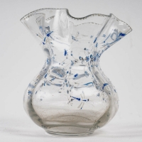 Vase Corolle verre blanc émaillé - Cristallerie d&#039;Emile GALLE
