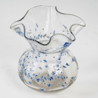 Vase Corolle verre blanc émaillé d&#039;Emile Gallé