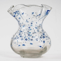 Vase Corolle verre blanc émaillé - Cristallerie d&#039;Emile GALLE