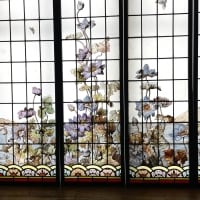 Série de 4 vitraux aux clématites
