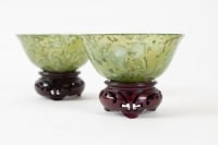 Pair Of Jadeite Cups, Asian Art, Antiquity, Early 20th Century, China