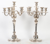 Paire de chandeliers Christofle, 5 branches, XIXème siècle