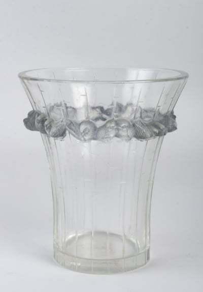 Vase « Boulouris » verre blanc patiné bleu de René LALIQUE|||||||||