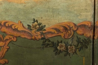 Paravent en toile peinte du XVIIIième siècle.
