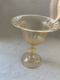 1970/80′ Vase Cristal Murano Avec Paillons D’Or Murano