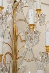 Spectacular Pair Of Sconces, 1930-1940, Gilt Bronze And Crystal Pendants