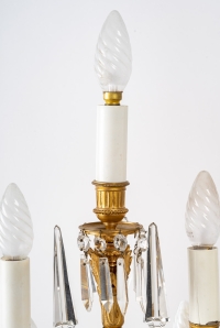 Paire de girandoles à 7 lumières en bronze doré, XIXème siècle