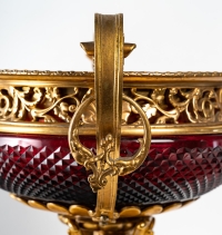 Très belle coupe en cristal de bohème rouge, XIXème siècle