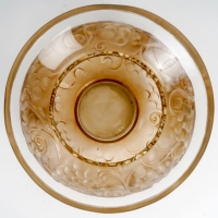 Vase &quot;Fontainebleau&quot; verre blanc patiné sépia René LALIQUE
