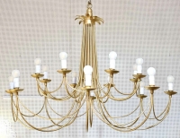 1960 Grand lustre 16 lumières par Maison Roche
