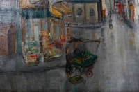 Serge Belloni « Le peintre de Paris » - Paris l’Eglise Saint Séverin huile sur toile vers 1950