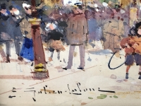 GALIEN LALOUE Eugène Peinture Française 20è siècle Paris le Pavillon Français à l’Exposition Universelle de 1900 Gouache Signée ​​​​​​​Certificat