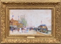 GALIEN LALOUE Eugène Peinture Française 20è siècle Paris le Pavillon Français à l’Exposition Universelle de 1900 Gouache Signée ​​​​​​​Certificat