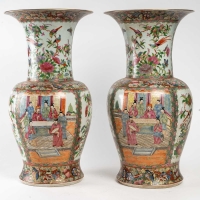 Vases canton, début XXème siècle, Famille rose