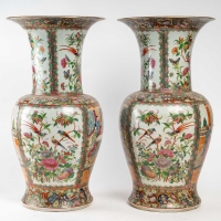 Vases canton, début XXème siècle, Famille rose