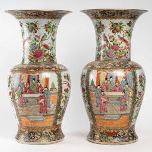 Vase canton, début XXème siècle, Famille rose|||||||||||
