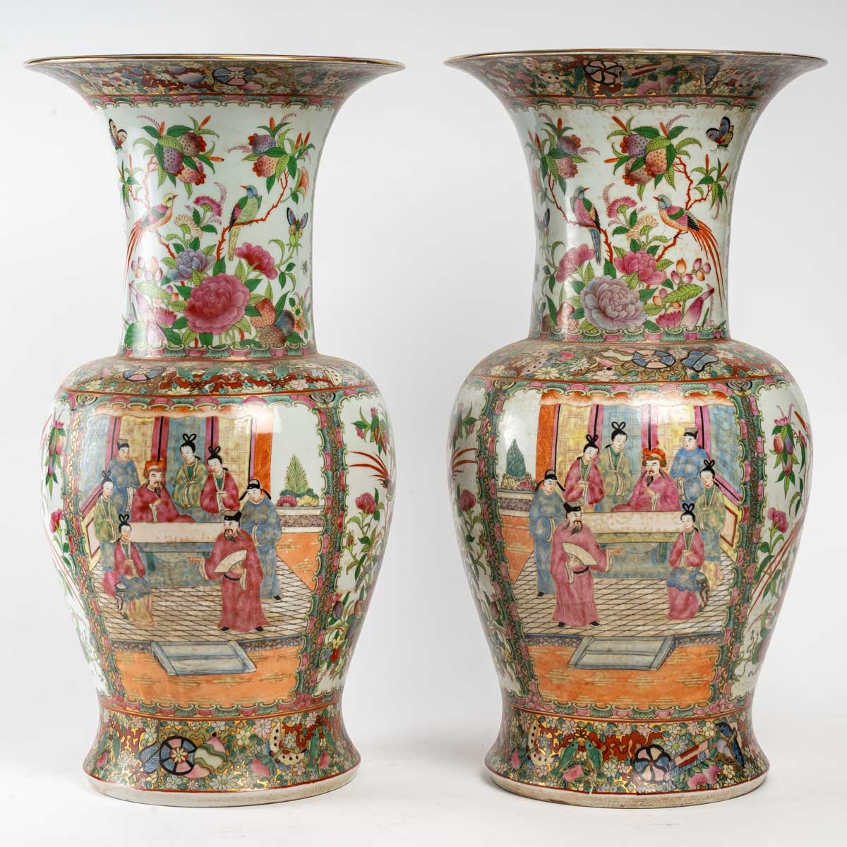 Vase canton, début XXème siècle, Famille rose|||||||||||