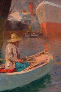 Pêcheur à la tombée du jour. Jacques Camoreyt 1871-1963