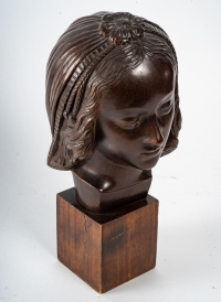 Tête d&#039;une Femme, Sculpture en Bois, Art Déco, 1930.