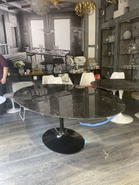 Saarinen &amp; Knoll International: &quot;Tulip&quot; table, marquina marble and black rilsan