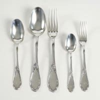 Henin &amp; Cie French Sterling Silver Dinner Flatware 74 Pieces, circa 1880