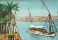 Paire de tableaux Orientaliste huile sur toile fin XIXème siècle