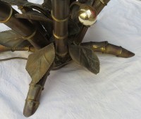 1950/70′ Table Décor Bambou en Bronze Style Duval Brasseur Éclairante