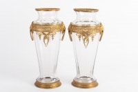Paire de vases en cristal et bronze doré Napoléon III