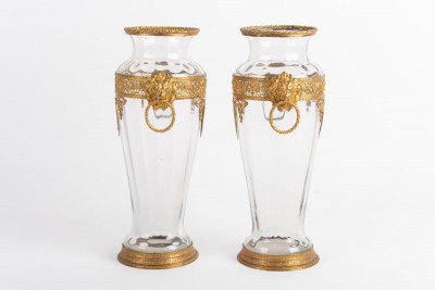 Paire de vases en cristal et bronze doré Napoléon III||||||||