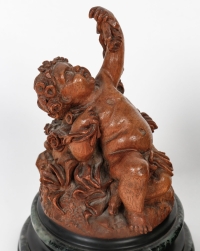 Les Enfants de Bacchus, Paire de Putti en bois sculpté XIXème Siècle