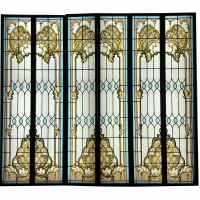 Série de 6 vitraux à décor architectural