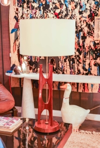 Lampe en teck et laiton, années 1960