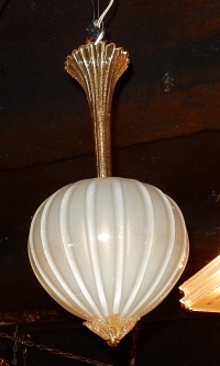1950/70′ Lustre Cristal Murano Inclusions d’Or Forme Ananas par Barovier &amp; Toso