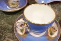 Service à thé ou café aux oiseaux bleu céleste