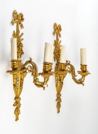 Paire d&#039;appliques en bronze doré, style Louis XVI, époque Napoléon III