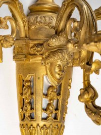 Paire d&#039;appliques en bronze doré, style Louis XVI, époque Napoléon III