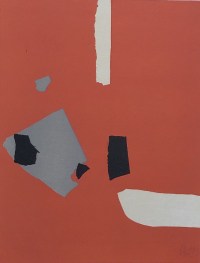 Nicolas De Staël ( d&#039;après ) Composition sur fond orange, Lithographie de 1958